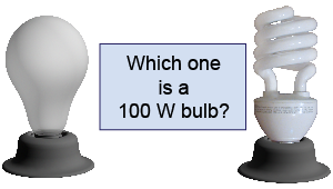 Which one is a 100 W light bulb?